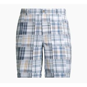 NWT Peter Millar Crown Collection‎ Madras Seamless Patchwork Cotton Shorts Sz 33